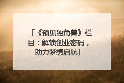 《预见独角兽》栏目：解锁创业密码，助力梦想启航