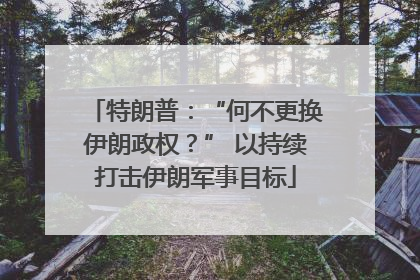 特朗普：“何不更换伊朗政权？” 以持续打击伊朗军事目标