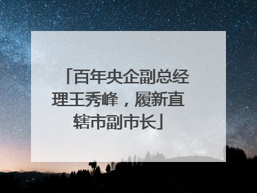 百年央企副总经理王秀峰，履新直辖市副市长