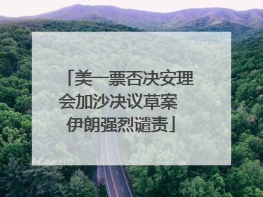 美一票否决安理会加沙决议草案 伊朗强烈谴责