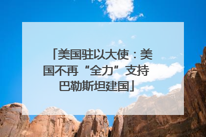 美国驻以大使：美国不再“全力”支持巴勒斯坦建国