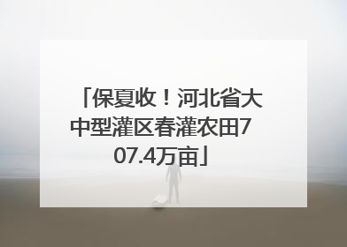 保夏收！河北省大中型灌区春灌农田707.4万亩