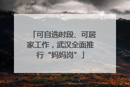 可自选时段、可居家工作，武汉全面推行“妈妈岗”
