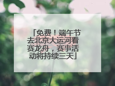 免费！端午节去北京大运河看赛龙舟，赛事活动将持续三天