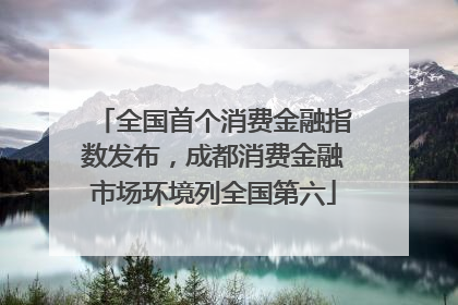 全国首个消费金融指数发布，成都消费金融市场环境列全国第六