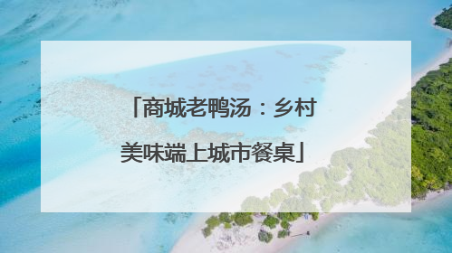 商城老鸭汤：乡村美味端上城市餐桌