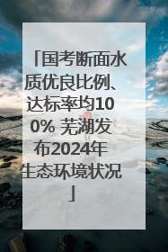 国考断面水质优良比例、达标率均100% 芜湖发布2024年生态环境状况
