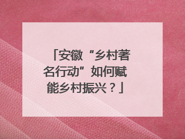 安徽“乡村著名行动”如何赋能乡村振兴？
