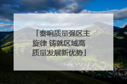 奏响质量强区主旋律 铸就区域高质量发展新优势