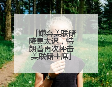 嫌弃美联储降息太迟，特朗普再次抨击美联储主席