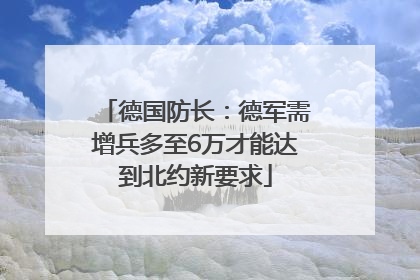 德国防长：德军需增兵多至6万才能达到北约新要求