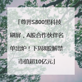 尊界S800黑科技刷屏，A股合作伙伴名单出炉！下周8股解禁市值超10亿元