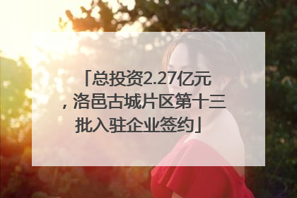 总投资2.27亿元，洛邑古城片区第十三批入驻企业签约