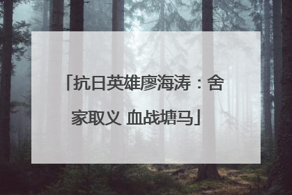 抗日英雄廖海涛：舍家取义 血战塘马