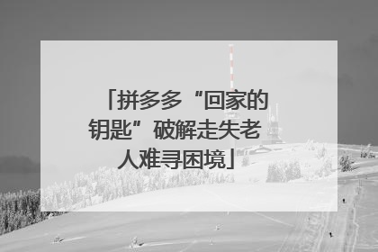 拼多多“回家的钥匙”破解走失老人难寻困境
