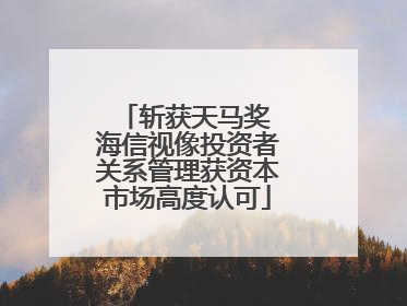 斩获天马奖 海信视像投资者关系管理获资本市场高度认可