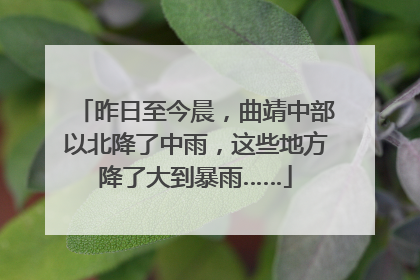 昨日至今晨，曲靖中部以北降了中雨，这些地方降了大到暴雨……