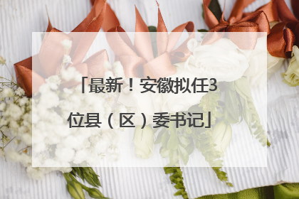 最新！安徽拟任3位县（区）委书记
