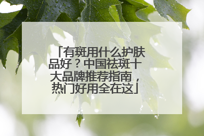 有斑用什么护肤品好？中国祛斑十大品牌推荐指南，热门好用全在这