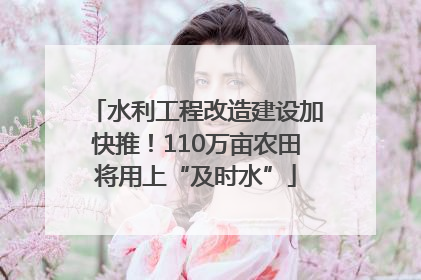 水利工程改造建设加快推！110万亩农田将用上“及时水”