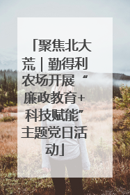 聚焦北大荒｜勤得利农场开展“廉政教育+科技赋能”主题党日活动