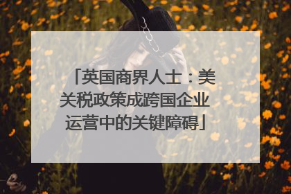 英国商界人士：美关税政策成跨国企业运营中的关键障碍