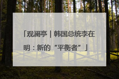 观澜亭｜韩国总统李在明：新的“平衡者”