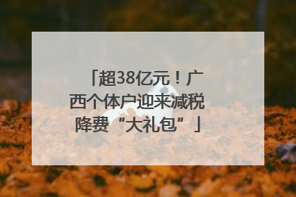 超38亿元！广西个体户迎来减税降费“大礼包”