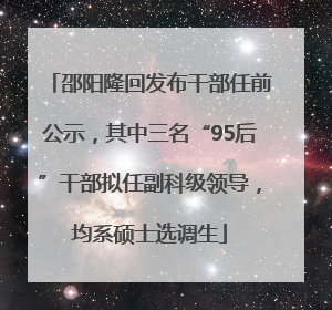 邵阳隆回发布干部任前公示，其中三名“95后”干部拟任副科级领导，均系硕士选调生
