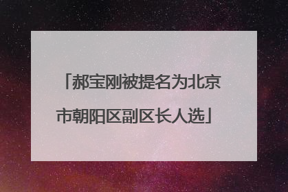 郝宝刚被提名为北京市朝阳区副区长人选