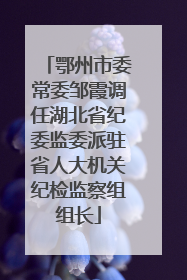 鄂州市委常委邹霞调任湖北省纪委监委派驻省人大机关纪检监察组组长