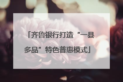 齐鲁银行打造“一县多品”特色普惠模式