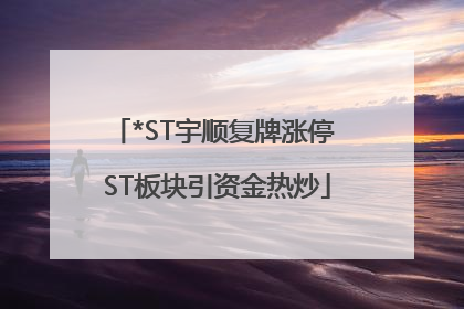 *ST宇顺复牌涨停 ST板块引资金热炒