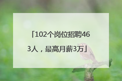 102个岗位招聘463人，最高月薪3万